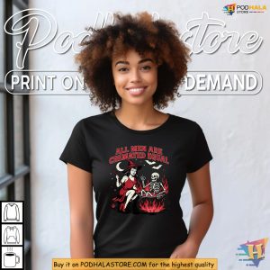 Spooky Feminist Shirt Featuring Witch Cauldron All Men Are Cremated Equal 2