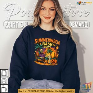 SummerWeen Shirt Spooky Beach Bash Skeleton With Tropical Halloween Vibes 2