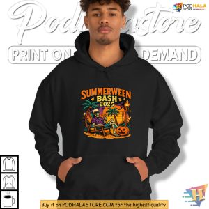 SummerWeen Shirt Spooky Beach Bash Skeleton With Tropical Halloween Vibes 4