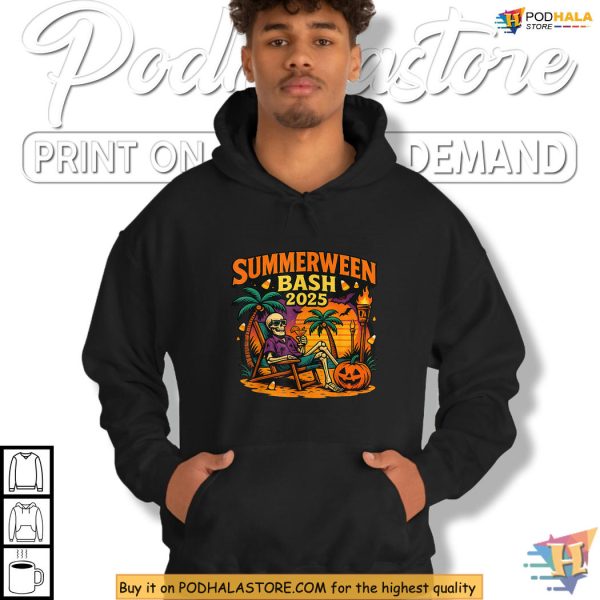 SummerWeen Shirt Spooky Beach Bash Skeleton With Tropical Halloween Vibes