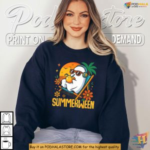 Summerween Shirt For Beach Vibes With Cool Ghost Under Palms