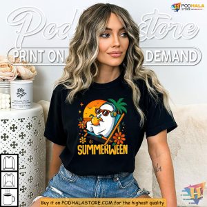 Summerween Shirt For Beach Vibes With Cool Ghost Under Palms 3
