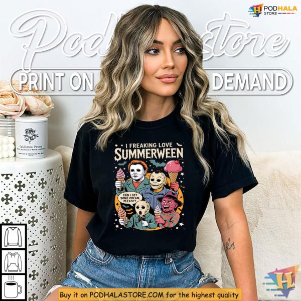 Summerween Shirt For Ice Cream Lovers With Freddy Michael Jason Laughs