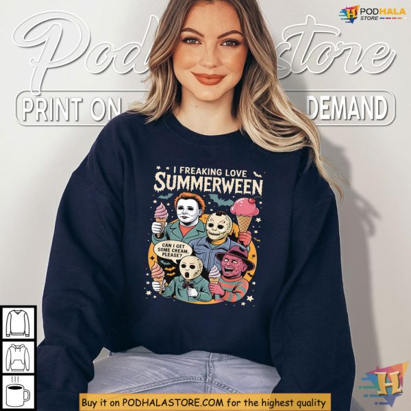 Summerween Shirt For Ice Cream Lovers With Freddy Michael Jason Laughs