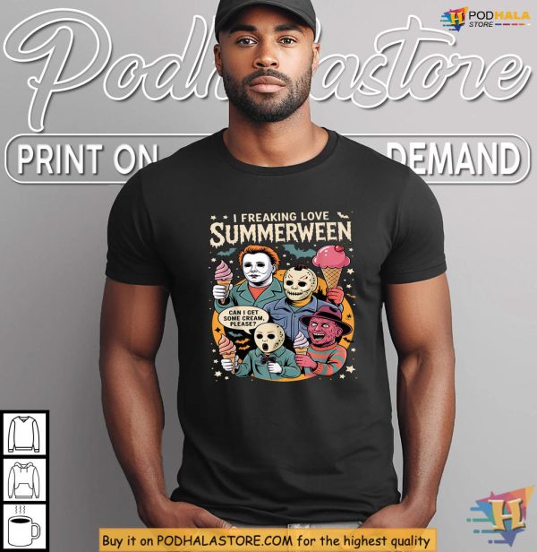 Summerween Shirt For Ice Cream Lovers With Freddy Michael Jason Laughs