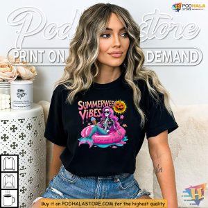 Summerween Shirt Skeleton Mermaid Splash With Pumpkin Pool Party 3