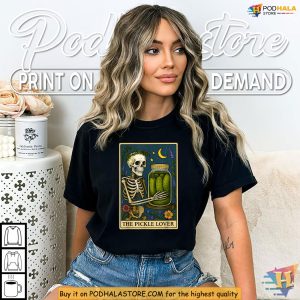 The Pickle Lover Skeleton Tarot Shirt Brings Quirky Gothic Halloween Joy 4