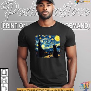 Van Gogh Starry Night Cat Shirt, Cozy Pick For Halloween Parties