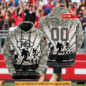Camouflage Charge Personalized Vintage Kansas City Chiefs Hoodie, Custom Fan Edition 2