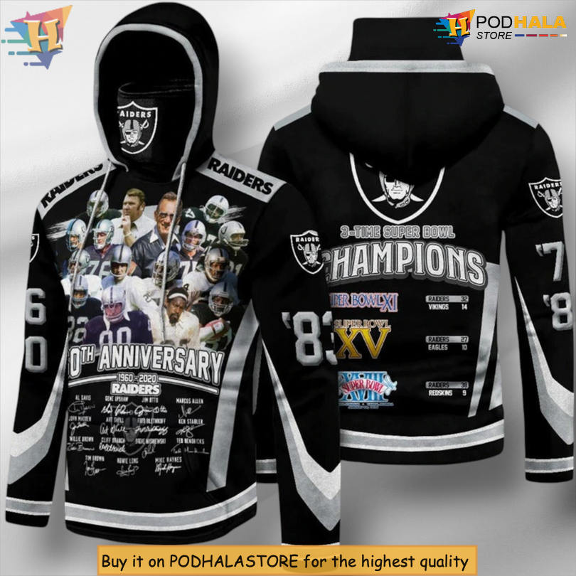 3 Times Super Bowl Champions Tribute Las Vegas Raiders Womens Hoodie NFL Fanwear