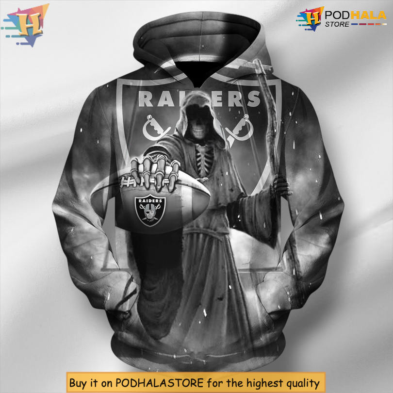 3D Death Skull Design Las Vegas Raiders Kids Hoodie Custom Artwork