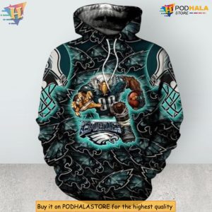 Big Mascot Graphic Custom Philadelphia Eagles 3D Hoodie All Over Print Edition