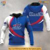 Curve Line Graphic Design Buffalo Bills Zip Up Hoodie Custom Team Apparel