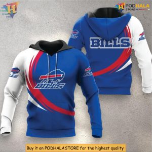 Curve Line Graphic Design Buffalo Bills Zip Up Hoodie Custom Team Apparel