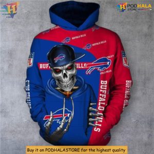 Cute Death Print Design Custom Number Buffalo Bills Hoodie 3D Zip Hoodie