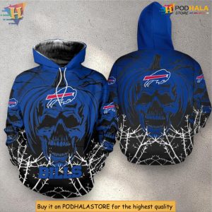 Halloween Pumpkin Skull Edition Buffalo Bills Youth Hoodie Zip Up 3D Design