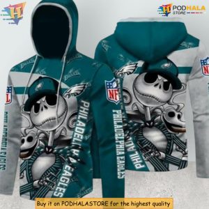 Jack Skellington All Over Printing Philadelphia Eagles Hoodie 3D Halloween Edition