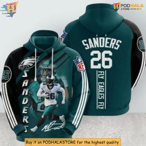 NFL 26 Sanders Signature Edition Philadelphia Eagles 3D Hoodie Fly Eagles Fly Apparel
