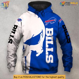 Skull Printed Design Mens Buffalo Bills Hoodie Custom 3D Team Apparel