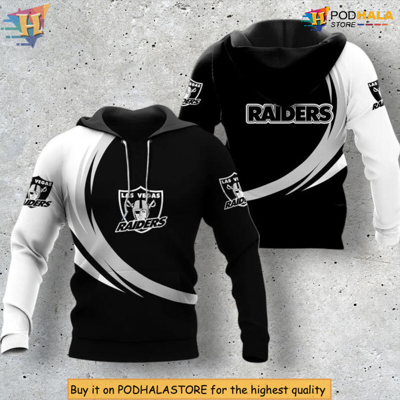 Curve Line Graphic Concept Las Vegas Raiders Full Print Hoodie Fan Apparel