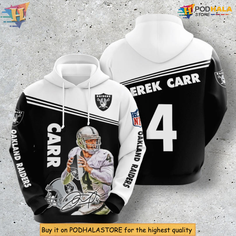 Derek Carr NFL #4 Player Las Vegas Raiders Hoodie 3D Zip Up Option
