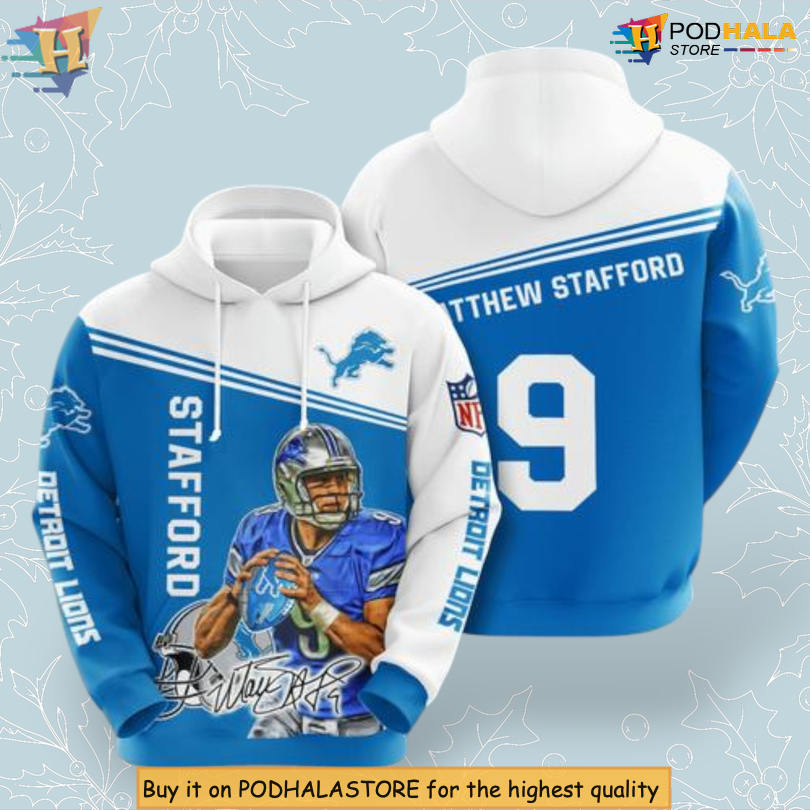 Detroit Lions Mens Hoodie, Matthew Stafford Iconic NFL Football 3D Design