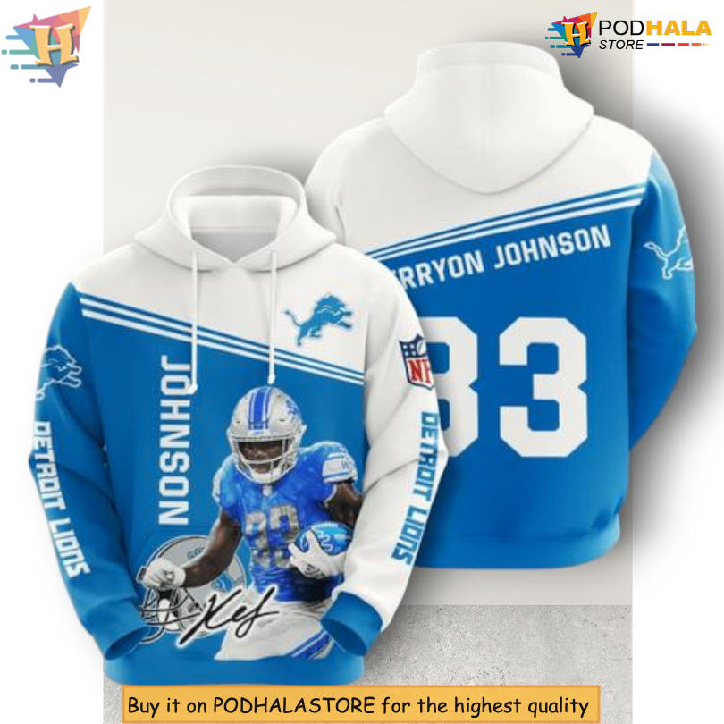 Detroit Lions Vintage Hoodie Johnson 33 Player Team All Over Print Edition Detroit Lions Vintage Hoodie Johnson 33 Player Team All Over Print Edition