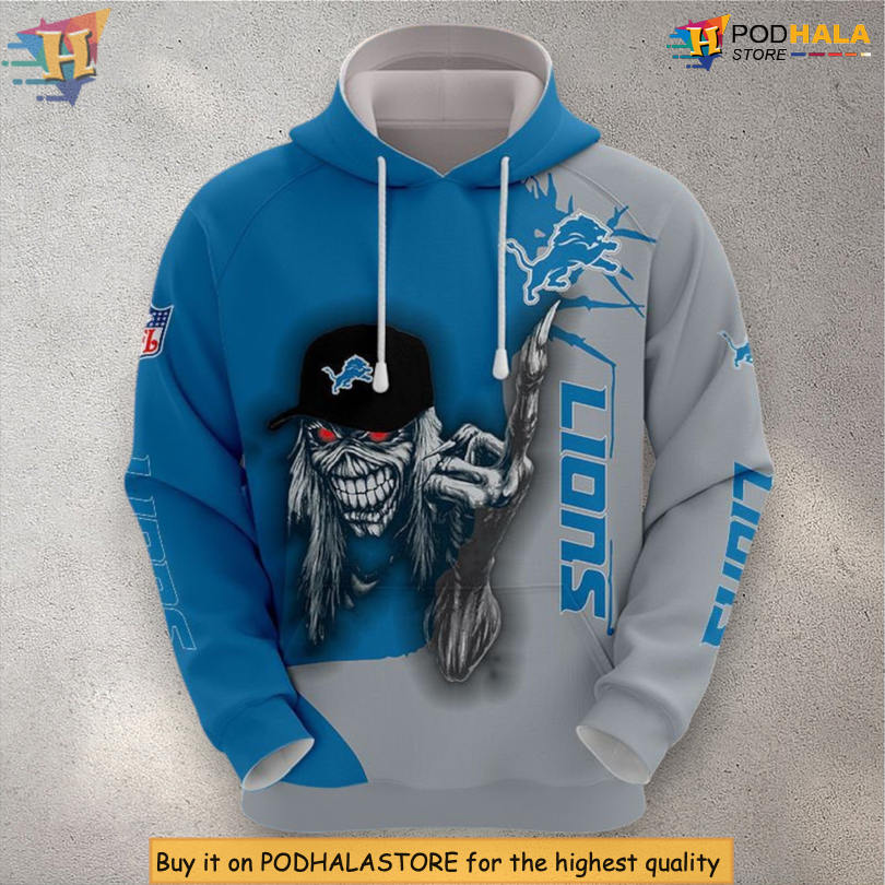 Detroit Lions Vintage Hoodie Ultra Death Halloween Artwork Fan Apparel