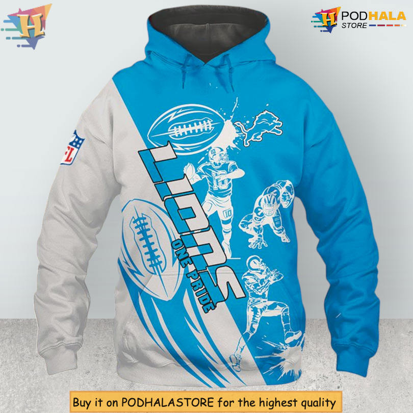 Detroit Lions Youth Hoodie 3D Cartoon Player Cute All Over Print Design