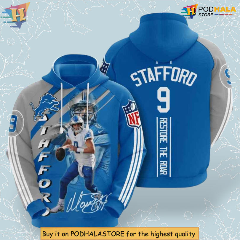 Detroit Lions Youth Hoodie, Matthew Stafford NFL Sports 3D Print Apparel