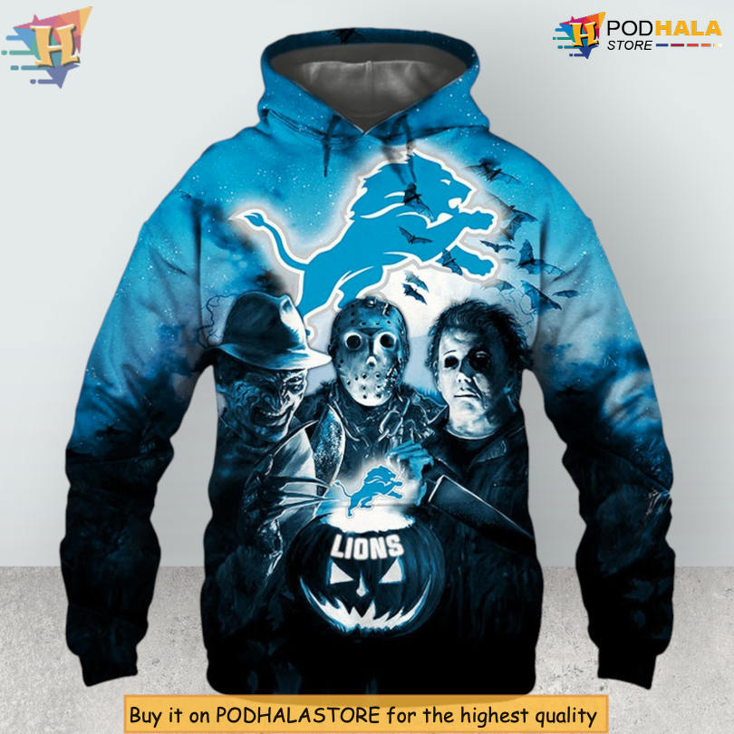 Detroit Lions Zip Hoodie 3D Halloween Horror Night Edition For Fans