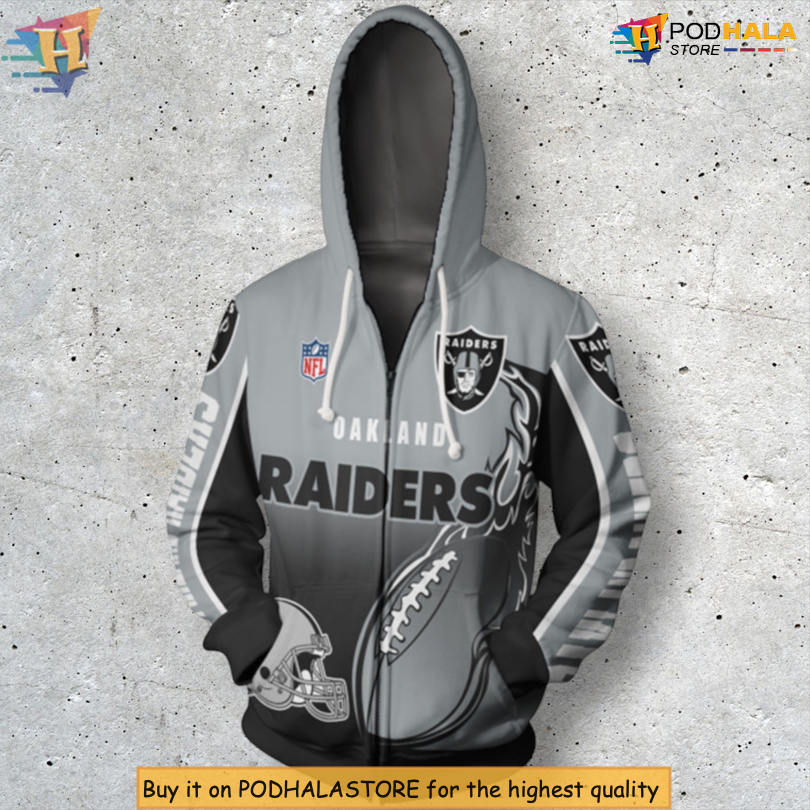 Flame Balls Graphic Retro Las Vegas Raiders Hoodie 3D Zip Up
