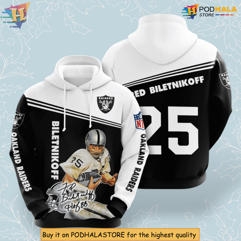 Fred Biletnikoff Tribute Personalized Las Vegas Raiders Hoodie 3D Zip Up