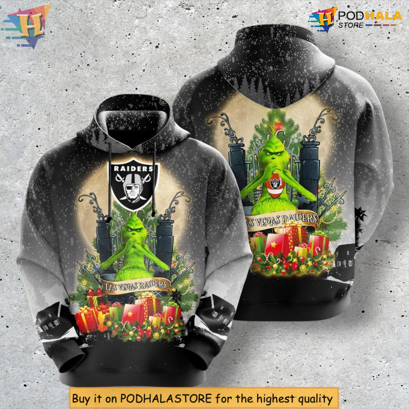 Grinch Xmas Theme Custom Las Vegas Raiders Sweatshirt Hoodie 3D Apparel