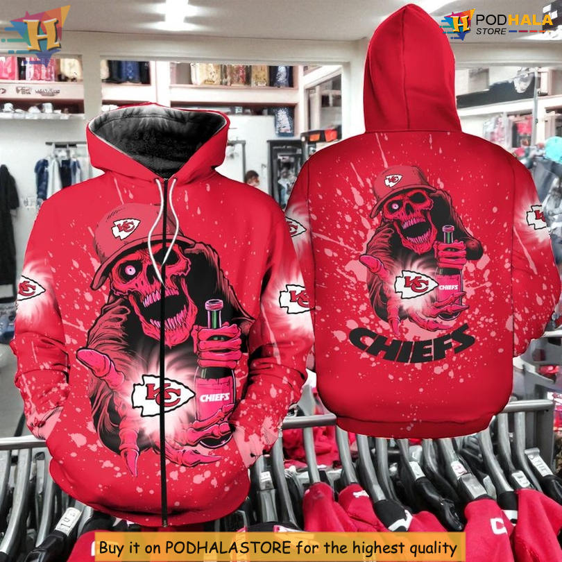 Halloween Skull Edition Kansas City Chiefs Womens Hoodie, Unisex Zip Up