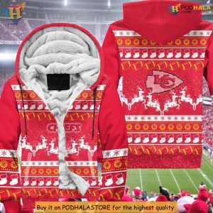 Holiday Pattern Christmas Custom Kansas City Chiefs Hoodie 3D, Zip Up Style 3
