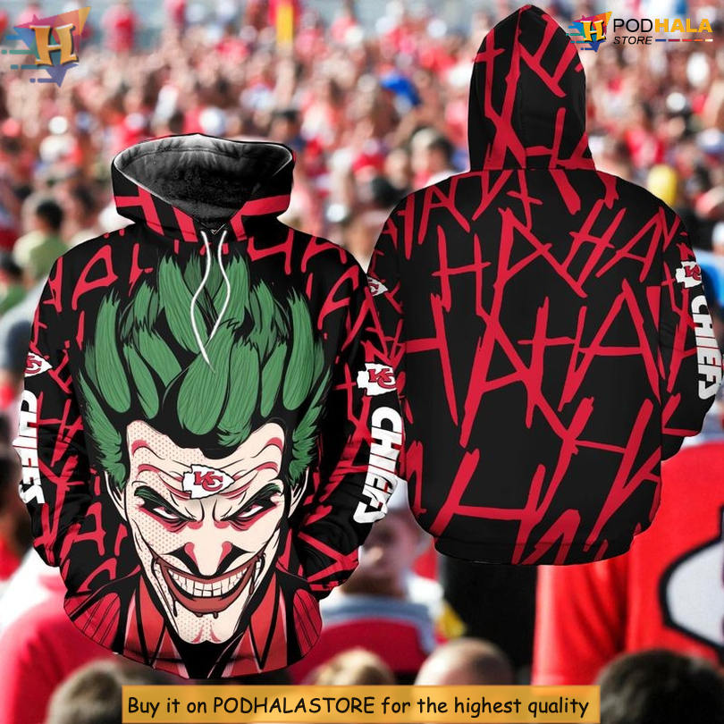 Joker Halloween Kansas City Chief Hoodie, Limited Edition 3D Zip Up Style