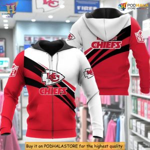 KC Chiefs Hoodie, NFL Zip Up Red White Black, Limited Edition CHIEFS Design 3