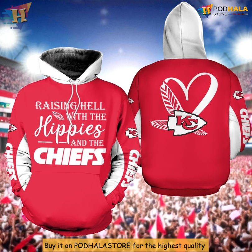 Kc Chiefs Mens Hoodie, NFL Limited Edition Raising Hell With The Hippies