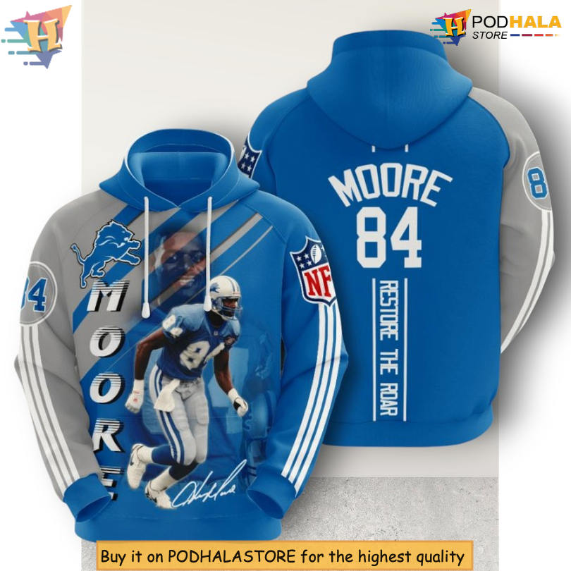 Mens Detroit Lions Hoodie Moore 84 Player Custom Sport All Over Print 3D Mens Detroit Lions Hoodie Moore 84 Player Custom Sport All Over Print 3D