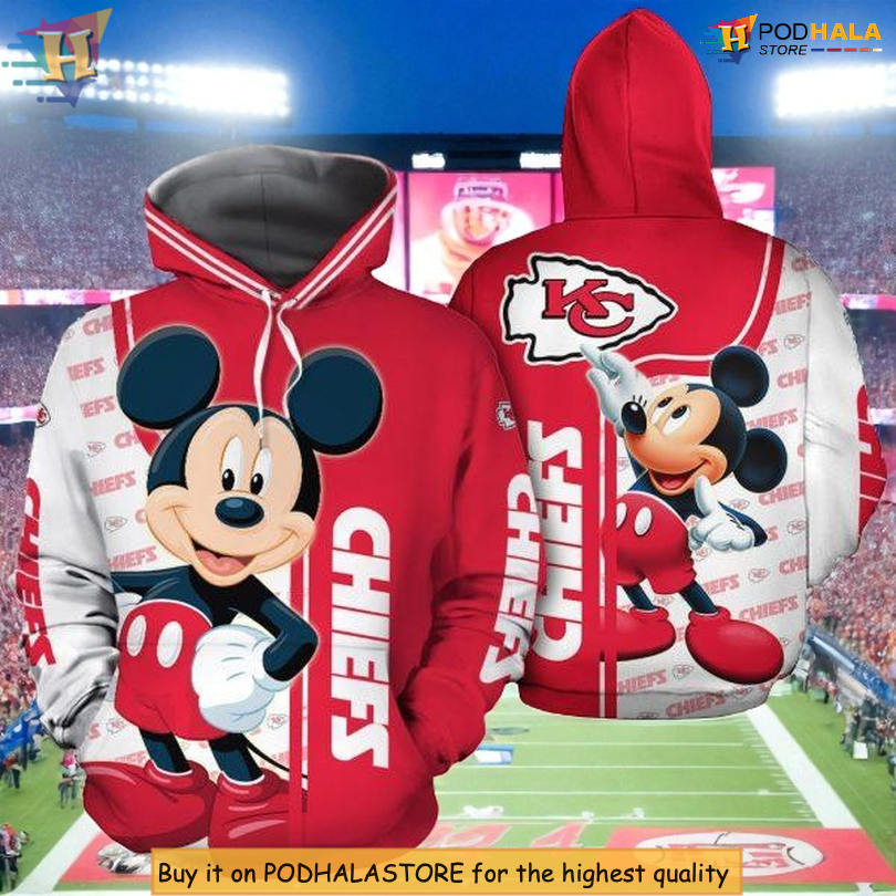 Mickey Disney Graphic Kansas City Chiefs 3D Hoodie, Custom Zip Up Style