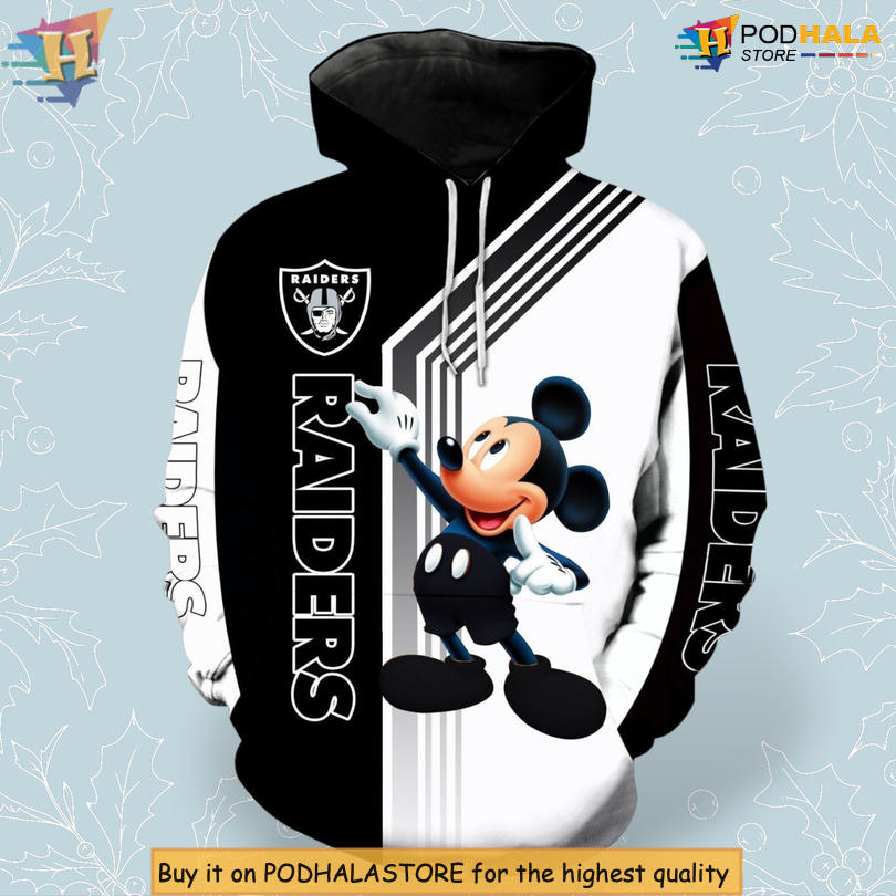 Mickey Mouse Fan Edition Vintage Las Vegas Raiders Hoodie 3D Zip Up