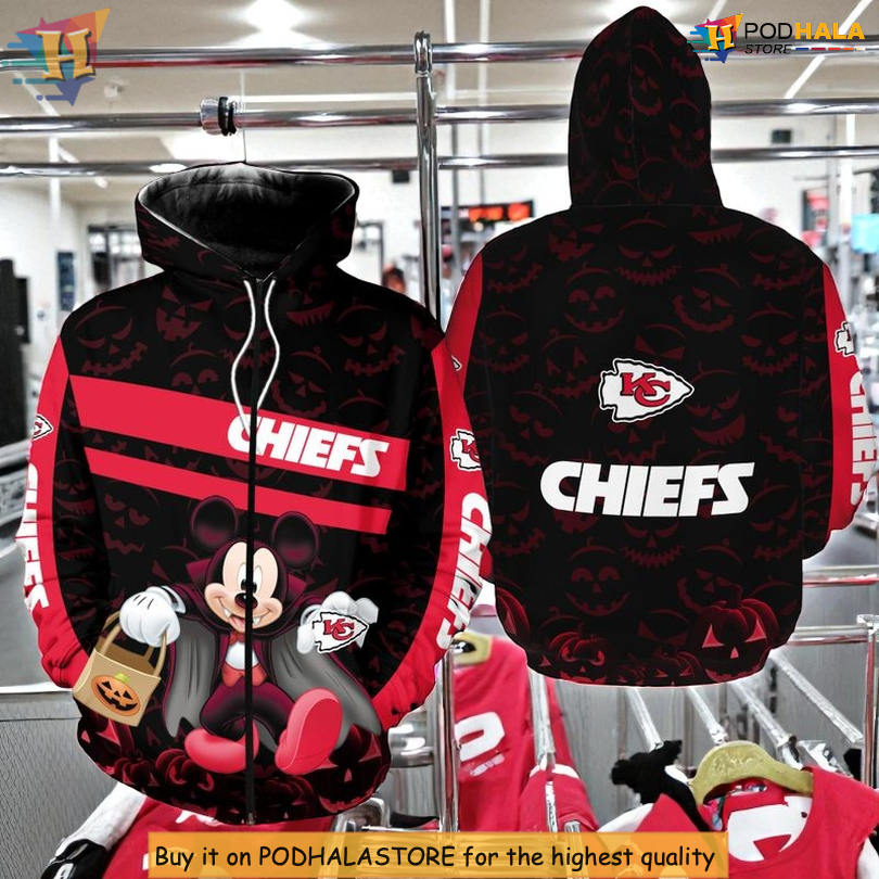 Mickey Mouse Halloween Kansas City Chiefs Vintage Hoodie, Custom 3D Gear