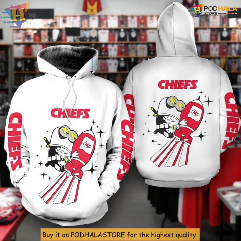 Minions Theme Kansas City Chiefs Kids Hoodie, Custom Zip Up Fleece Style