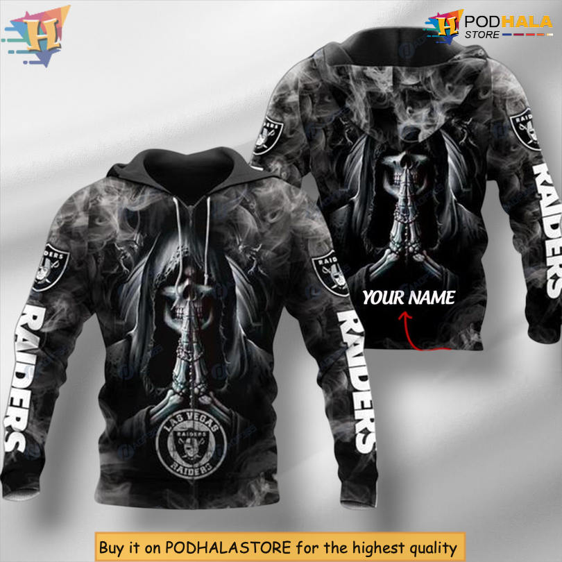 NFL Custom Artwork Las Vegas Raiders Christmas Hoodie with Skull Graphic