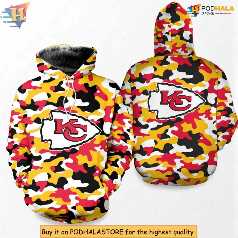 NFL Kansas City Chiefs Kids Hoodie, Camo Edition, Bold Style With KC Logo