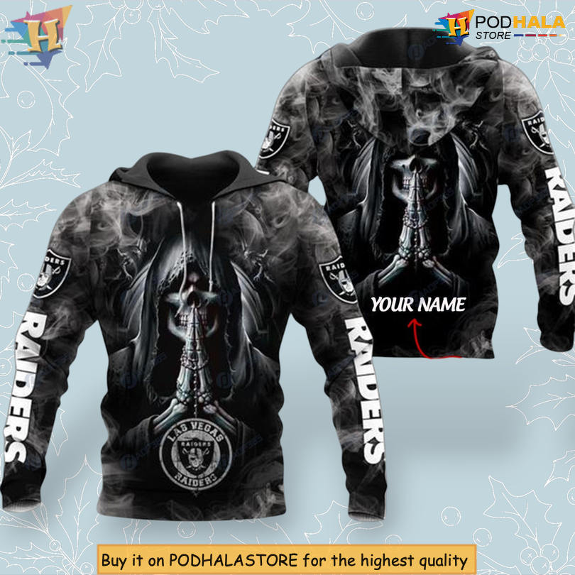 NFL Skull Edition Las Vegas Raiders Full Print Hoodie Custom Fan Apparel