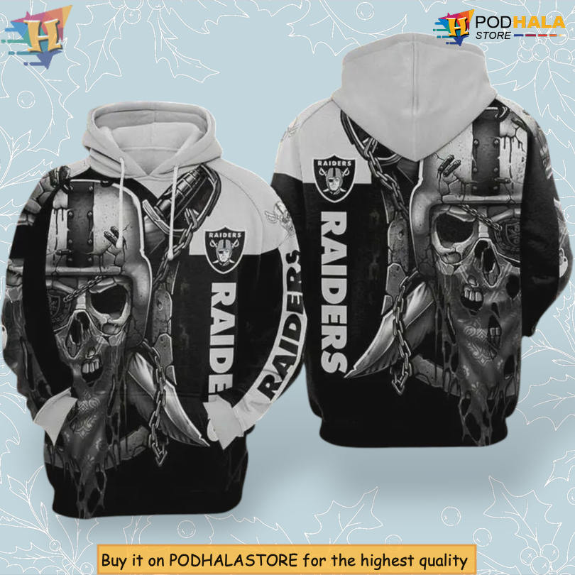 NFL Team Skull Edition Las Vegas Raiders Christmas Hoodie 3D Apparel