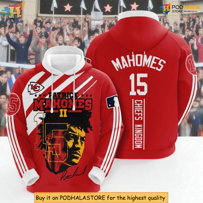 Patrick Mahomes Number 15 Kc Chiefs Hoodie, Limited 3D Fan Apparel