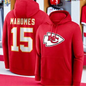 Patrick Mahomes Red Kansas City Chiefs Hoodie, Number 15 Football Gear 1
